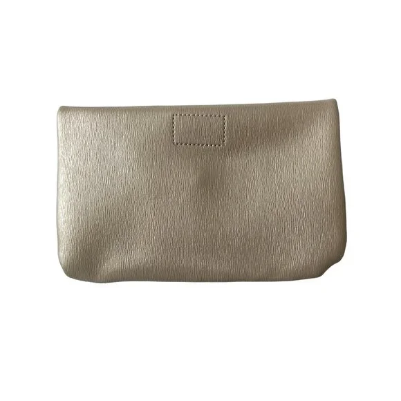 Neiman Marcus Metallic Gold Faux Leather Clutch - Picture 2 of 3